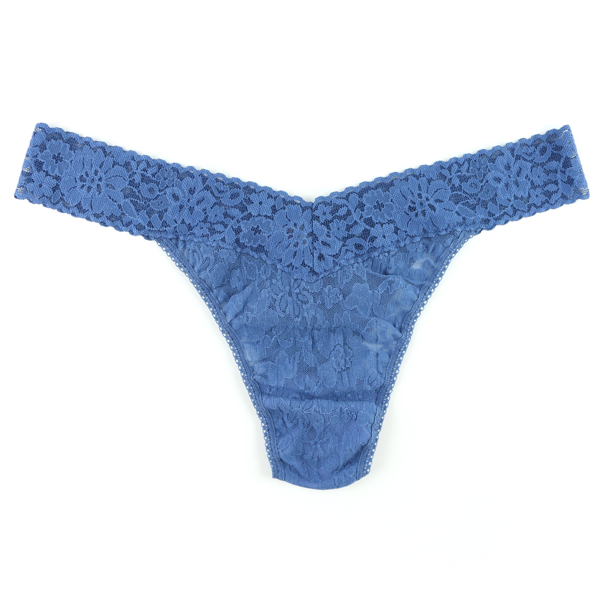 Plus Size Daily Lace Original Rise Thong | Storm Cloud Blue