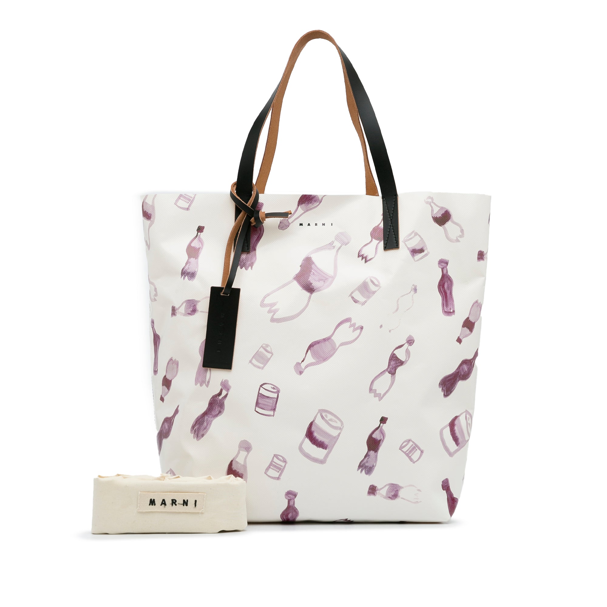 Marni | Pre-Owned Printed Tote Bag | White