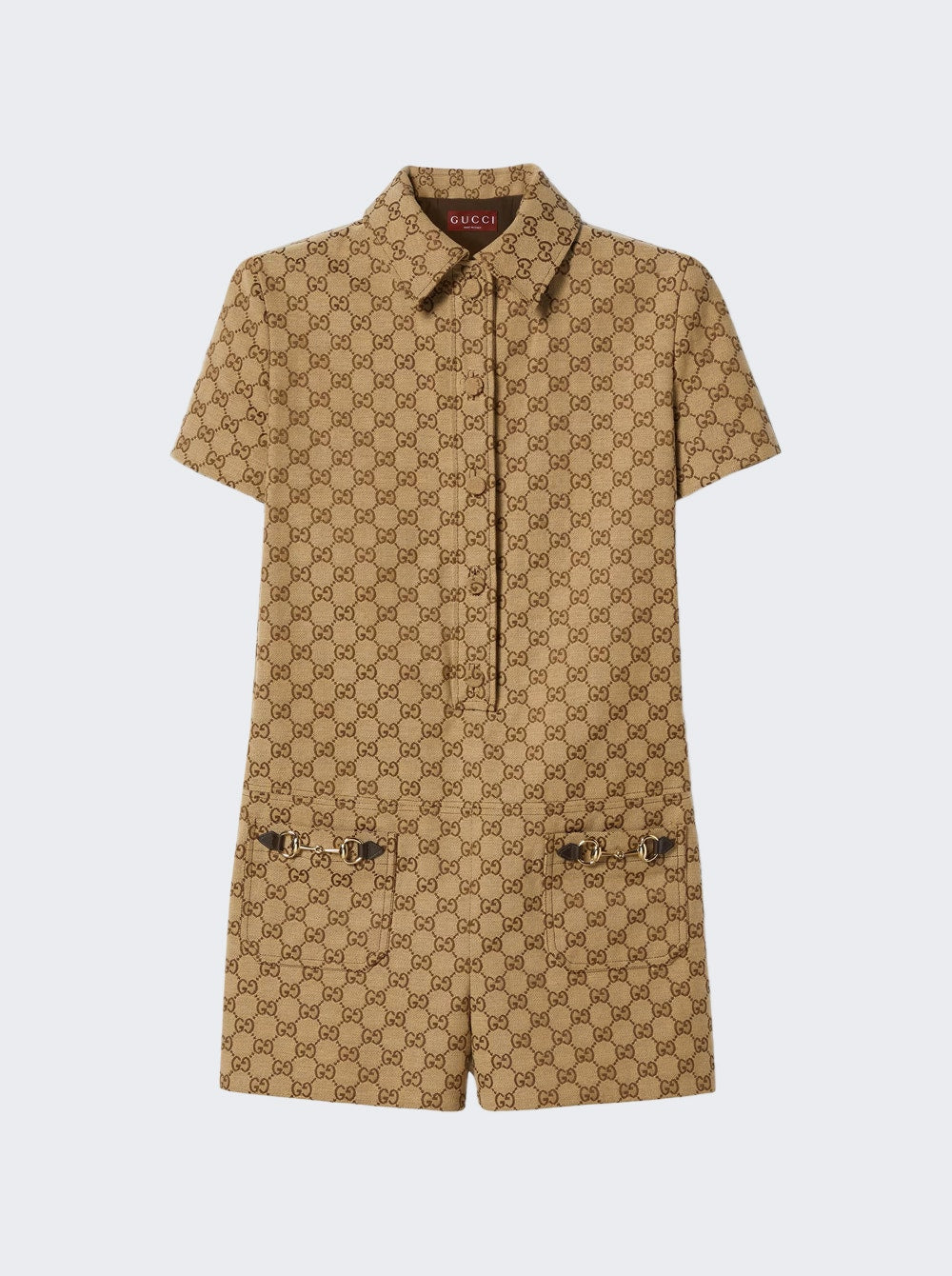 Gucci | Canvas Jumpsuit Camel And Ebony | Brown