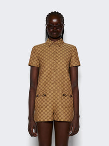 Gucci | Canvas Jumpsuit Camel And Ebony | Brown