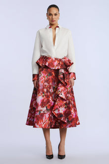 Printed Cascade Midi Skirt | Washed Rose Chili Pepper Print