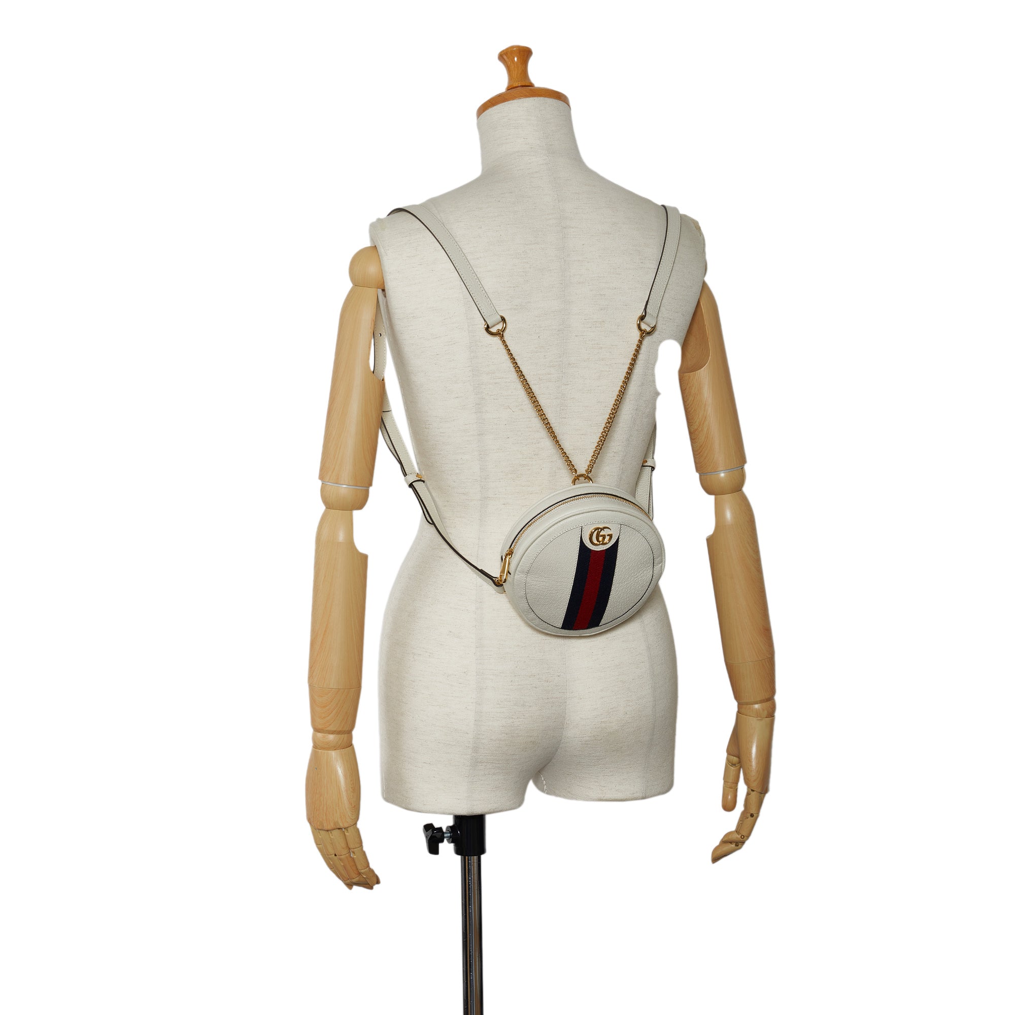 Gucci | Pre-Owned Mini Leather Round Ophidia Backpack | White