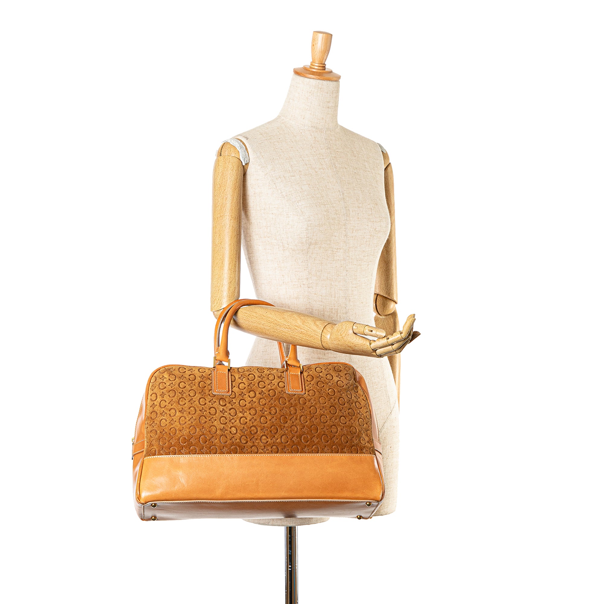 Celine | Pre-Owned Suede C Macadam Handbag | Brown/Light Brown