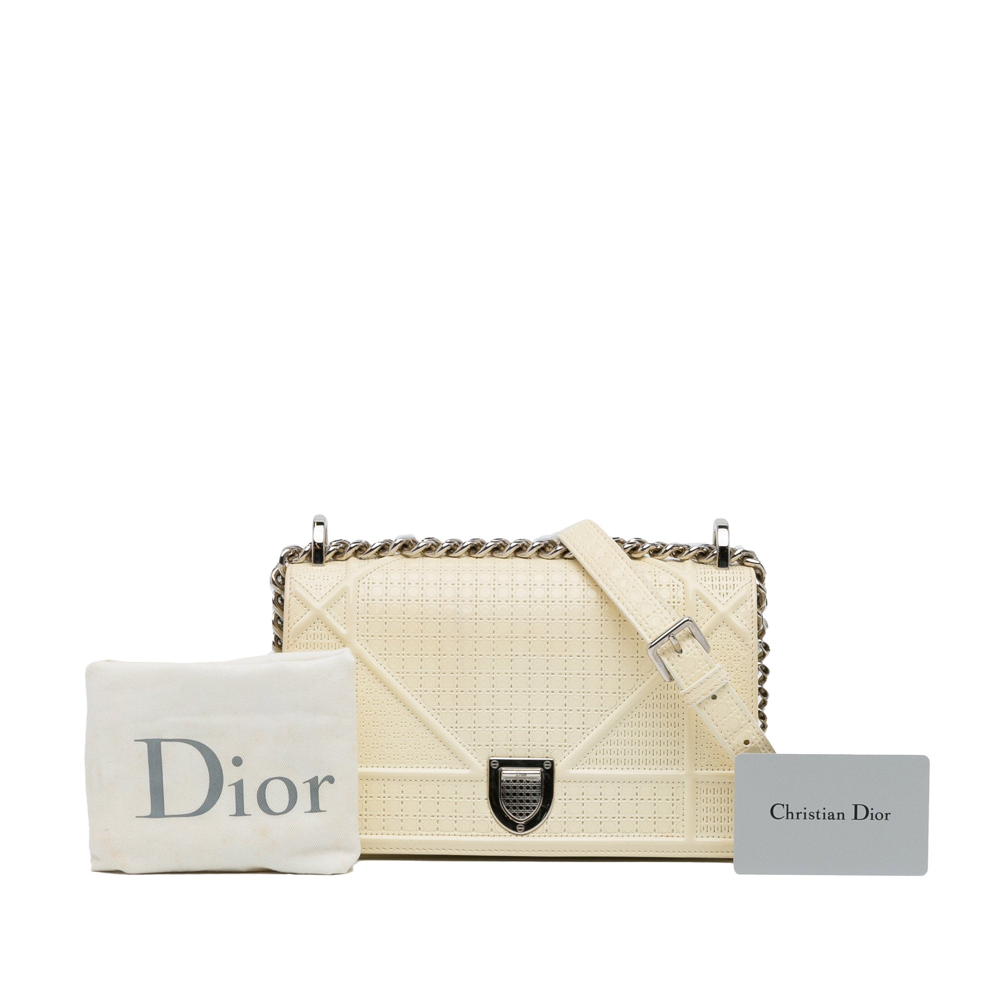 Dior | Pre-Owned Medium Patent Diorama | White