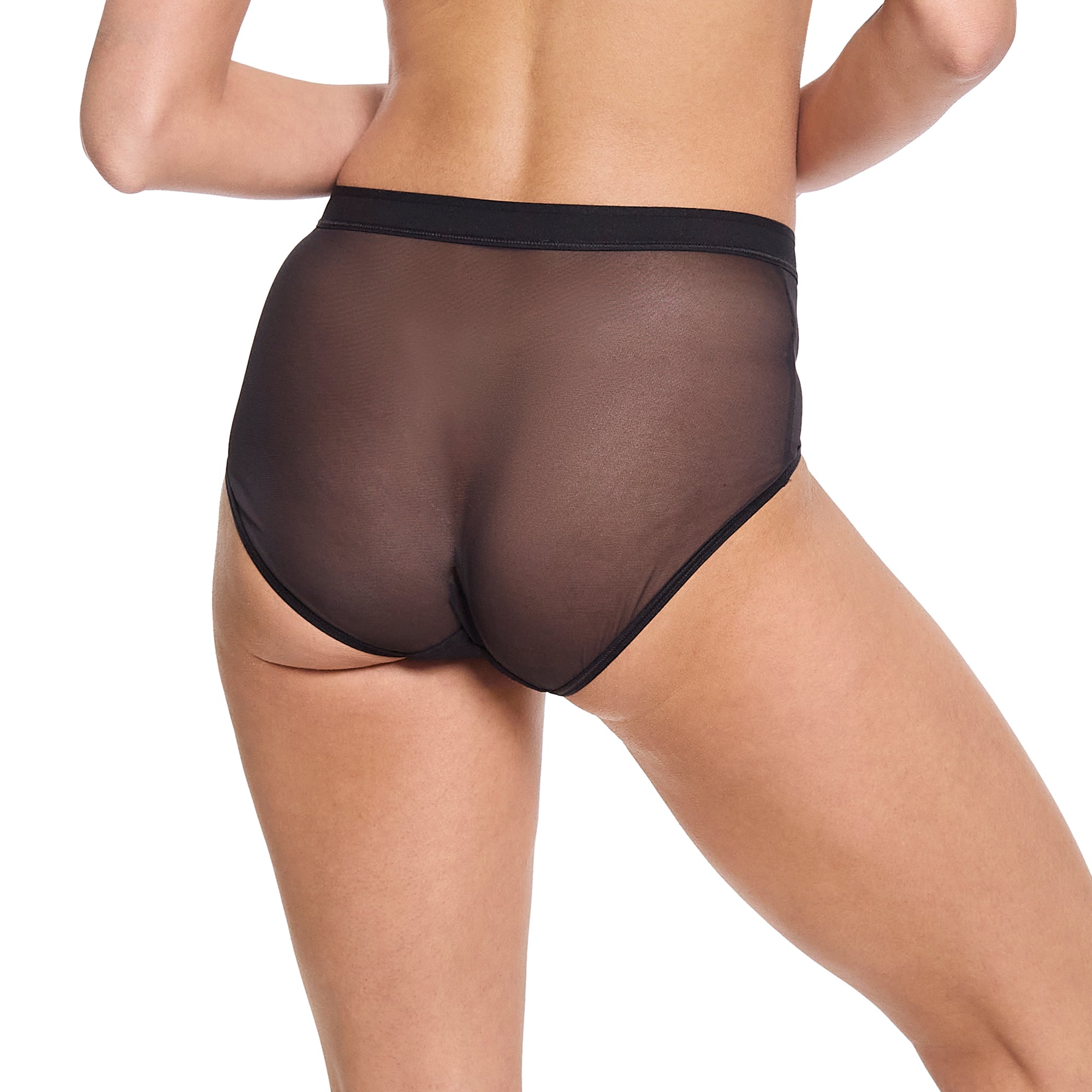 Mesh High Cut French Brief | Black