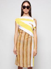 BURBERRY | Flag And Animal Print Silk Asymmetric Dress