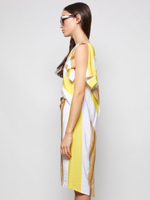 BURBERRY | Flag And Animal Print Silk Asymmetric Dress