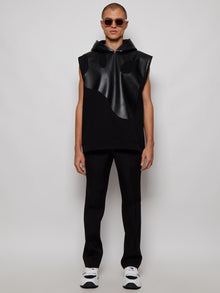 Men | BURBERRY | Monster Graphic Cotton And Lambskin Sleeveless Hoodie | Black