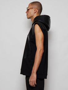 Men | BURBERRY | Monster Graphic Cotton And Lambskin Sleeveless Hoodie | Black