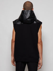 Men | BURBERRY | Monster Graphic Cotton And Lambskin Sleeveless Hoodie | Black