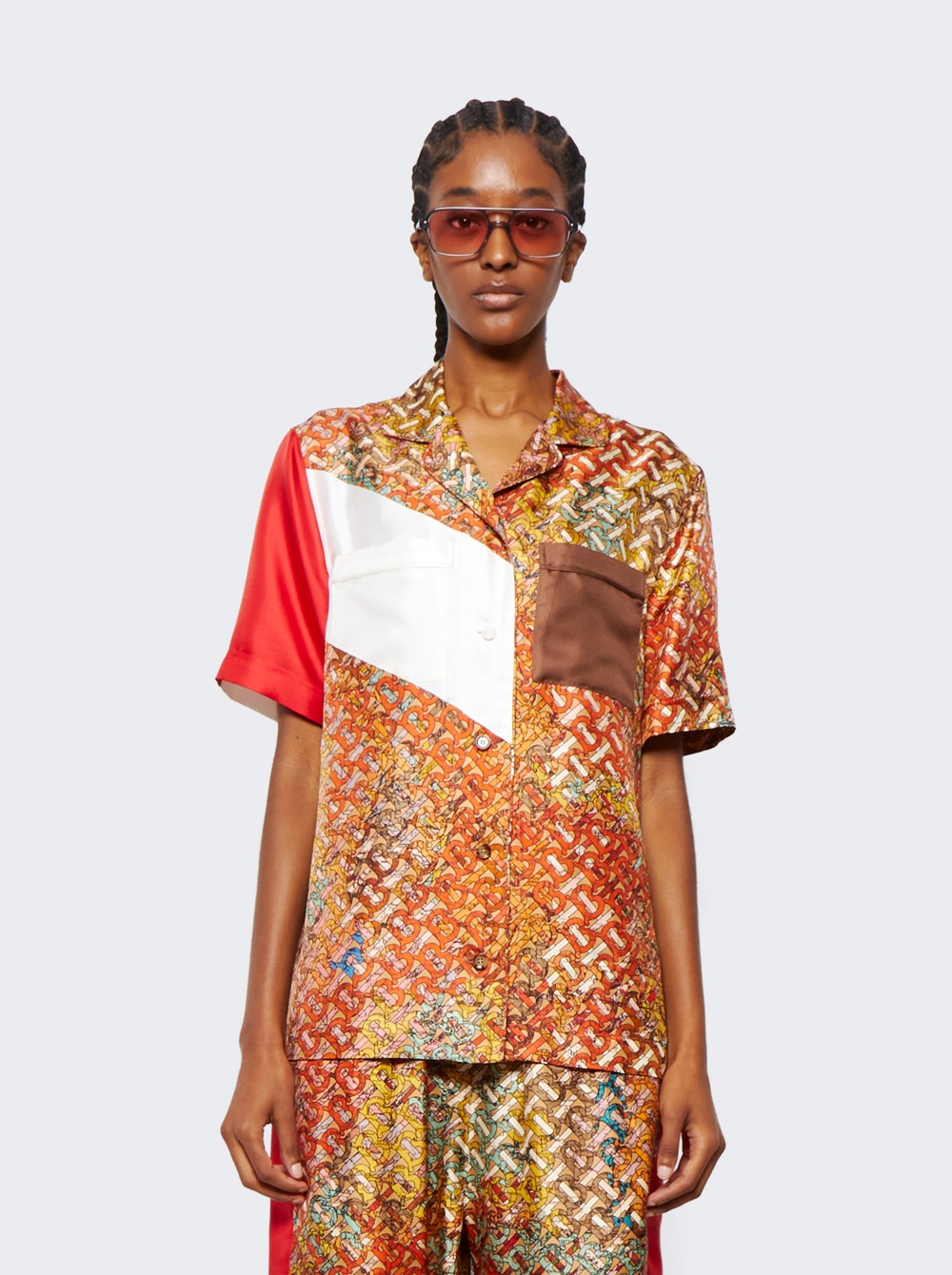 Women | BURBERRY | Silk Tierney Shirt | Bright Orange