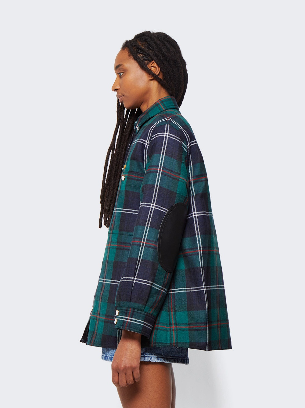Women | BURBERRY | Embroidered Logo Check Wool Overshirt Dark Viridian Green