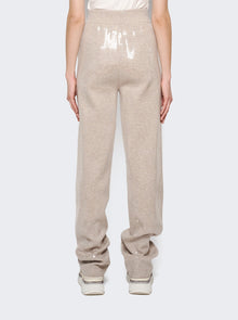 Women | BURBERRY | Sequinned Cashmere Cotton Blend Trousers | Beige Melange