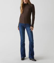 Opal Ribbed Mock Neck Top | Java
