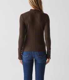Opal Ribbed Mock Neck Top | Java