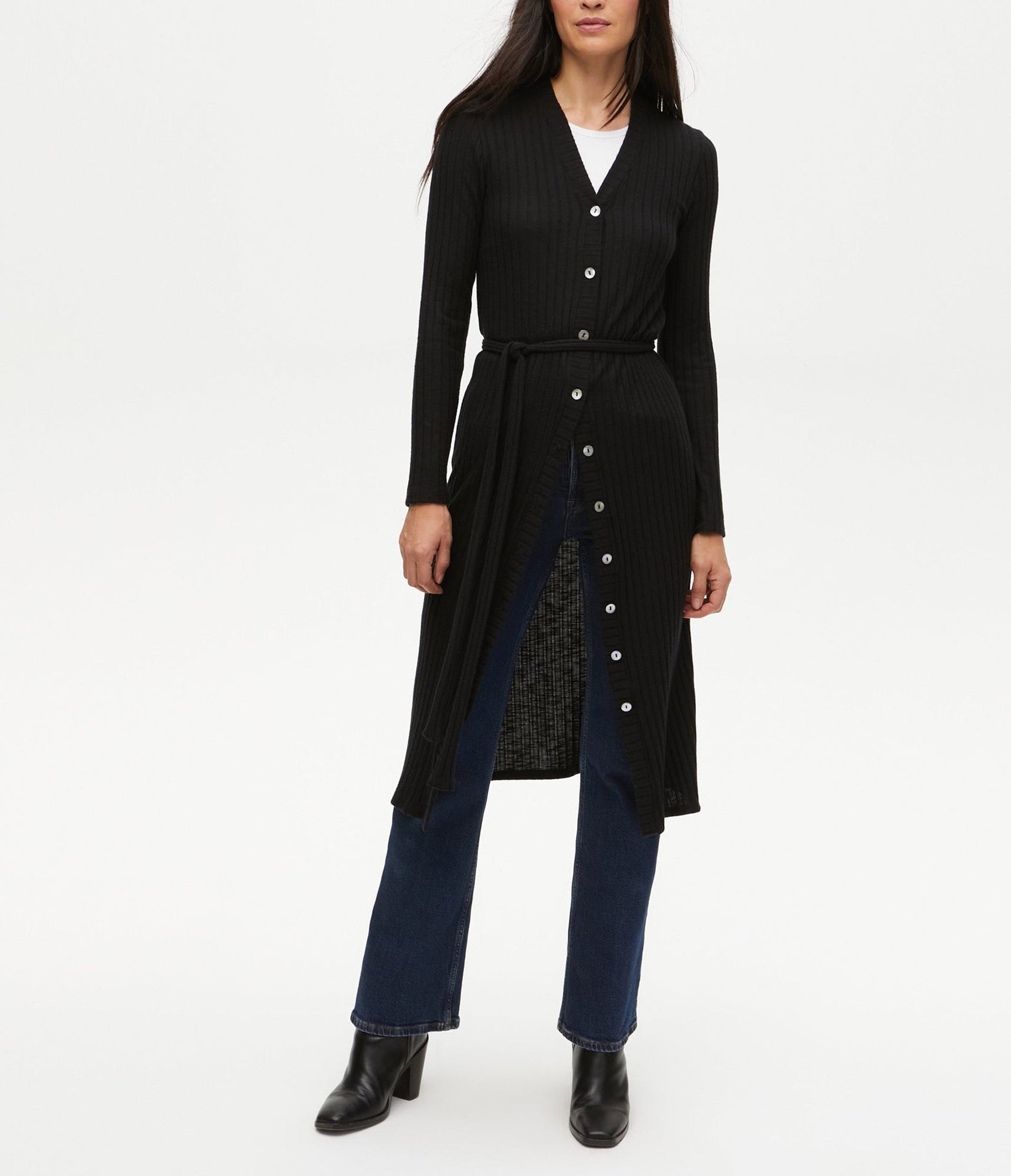 Isa Ribbed Cardigan | Black