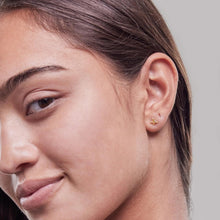 Womens | 0.02 CT Round Cut Lab Grown Accent Diamond | 4 Petal Star Stud Earrings | 14K Yellow Gold Plated Silver | G-SI