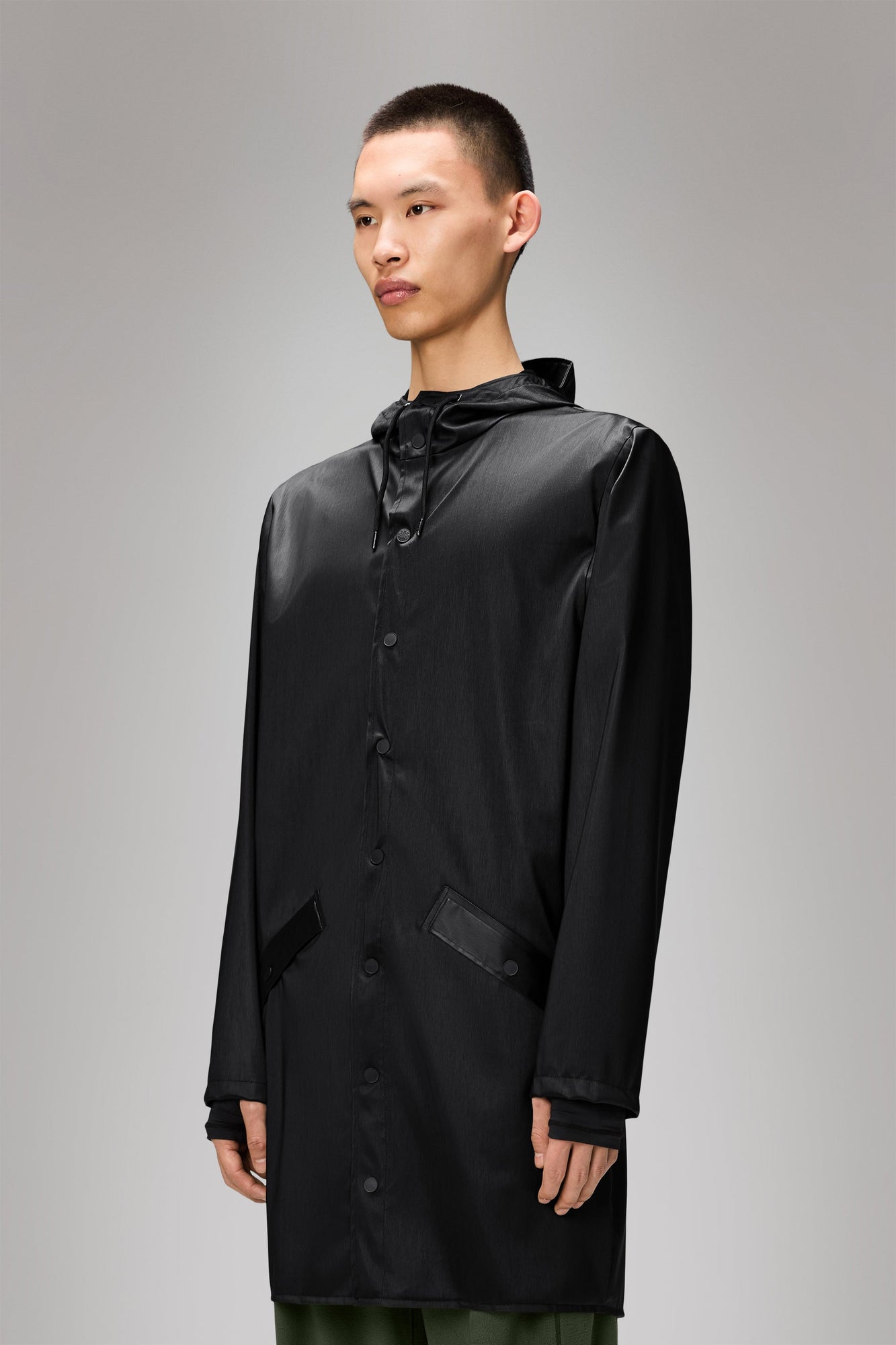 RAINS Long Jacket Black Grain Jacket