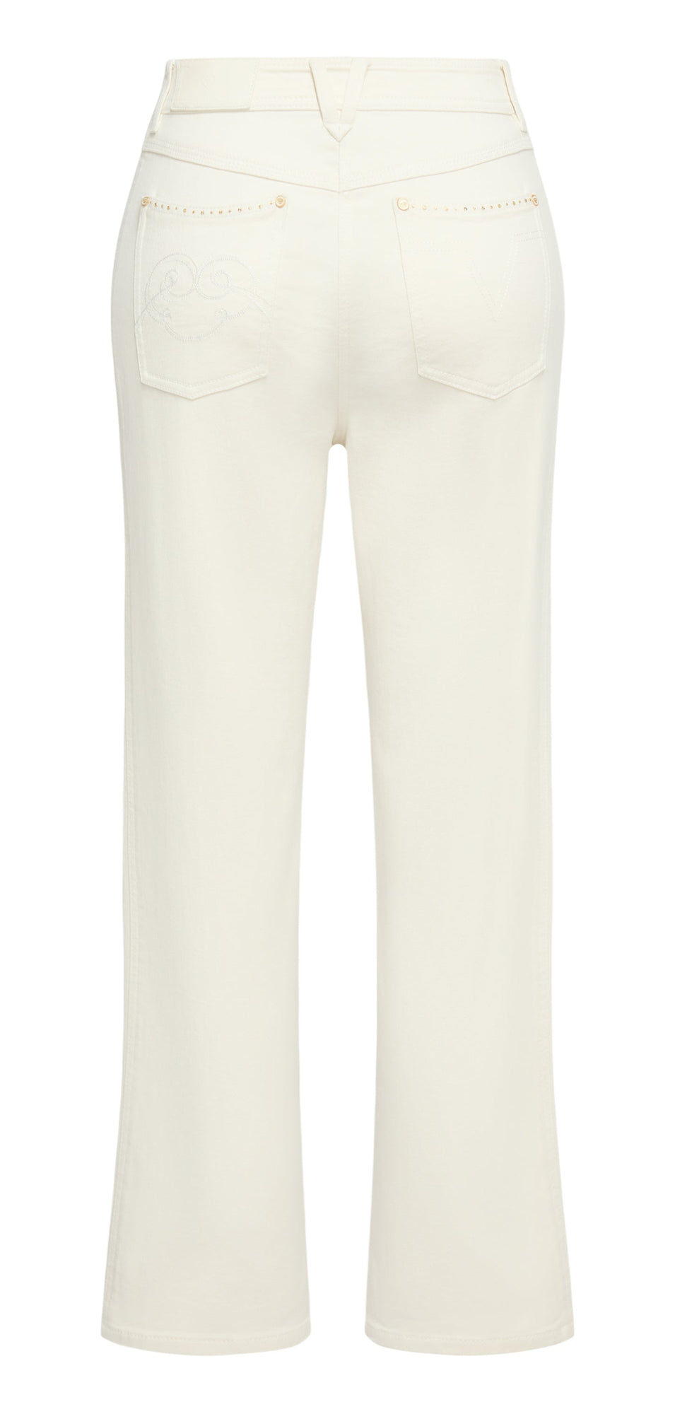 Casual Straight-Leg Rhinestone Ankle-Length Jeans | White