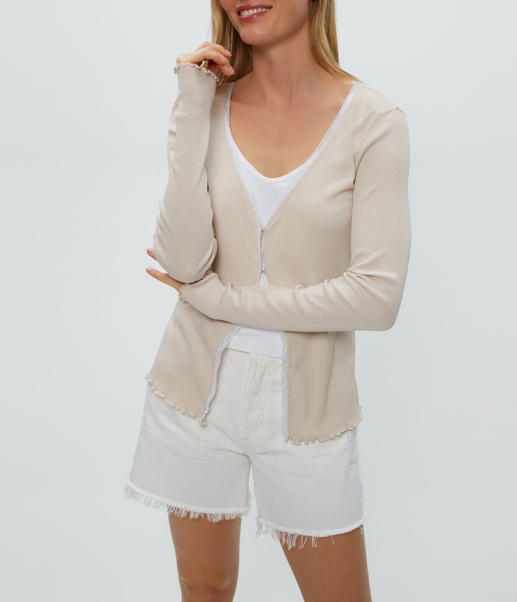 Beatrice V-Neck Cardigan | Cement