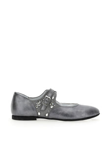 Girls | Pearl Ballerina Flats With Rhinestones | Medium Grey