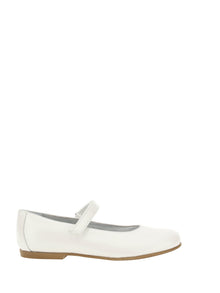 Girls | Leather Ballet Flats With Logo | Cream