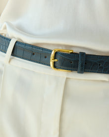 No. 4 Belt | Navy Croc/Gold