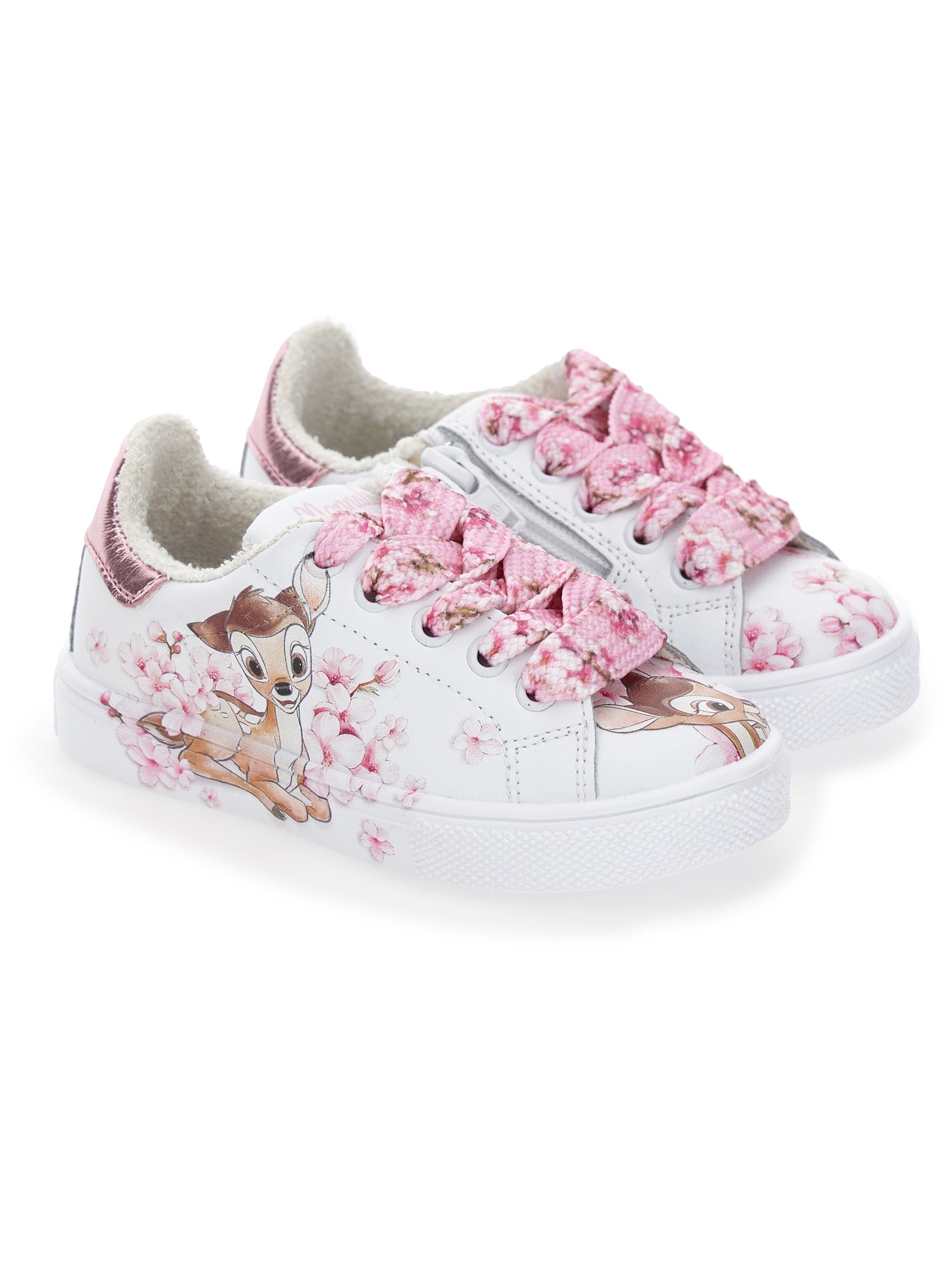 Girls | Bambi Leather Sneakers | White/FairyTale Pink