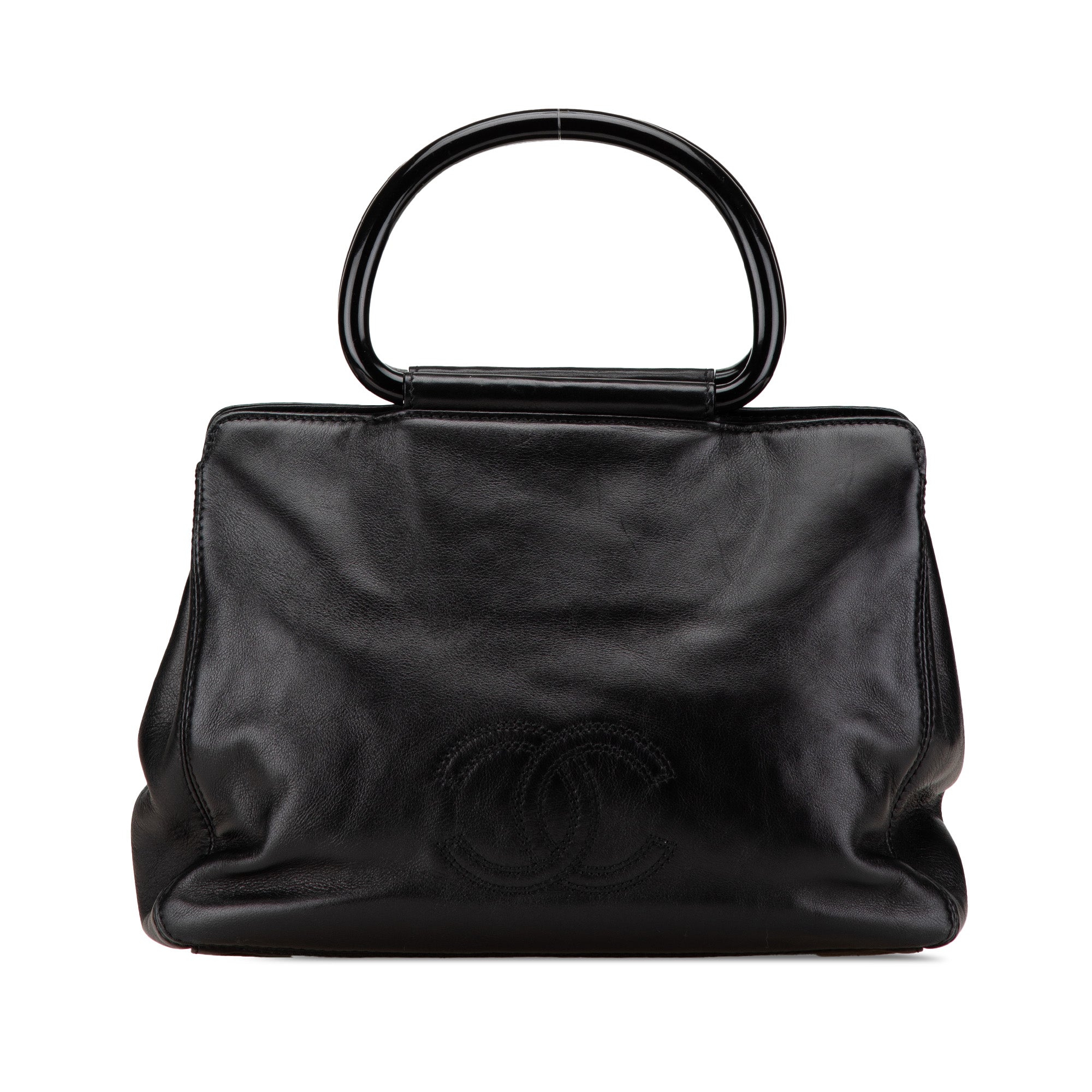 Chanel | Pre-Owned CC Lambskin Tortoise Handle Tote | Black