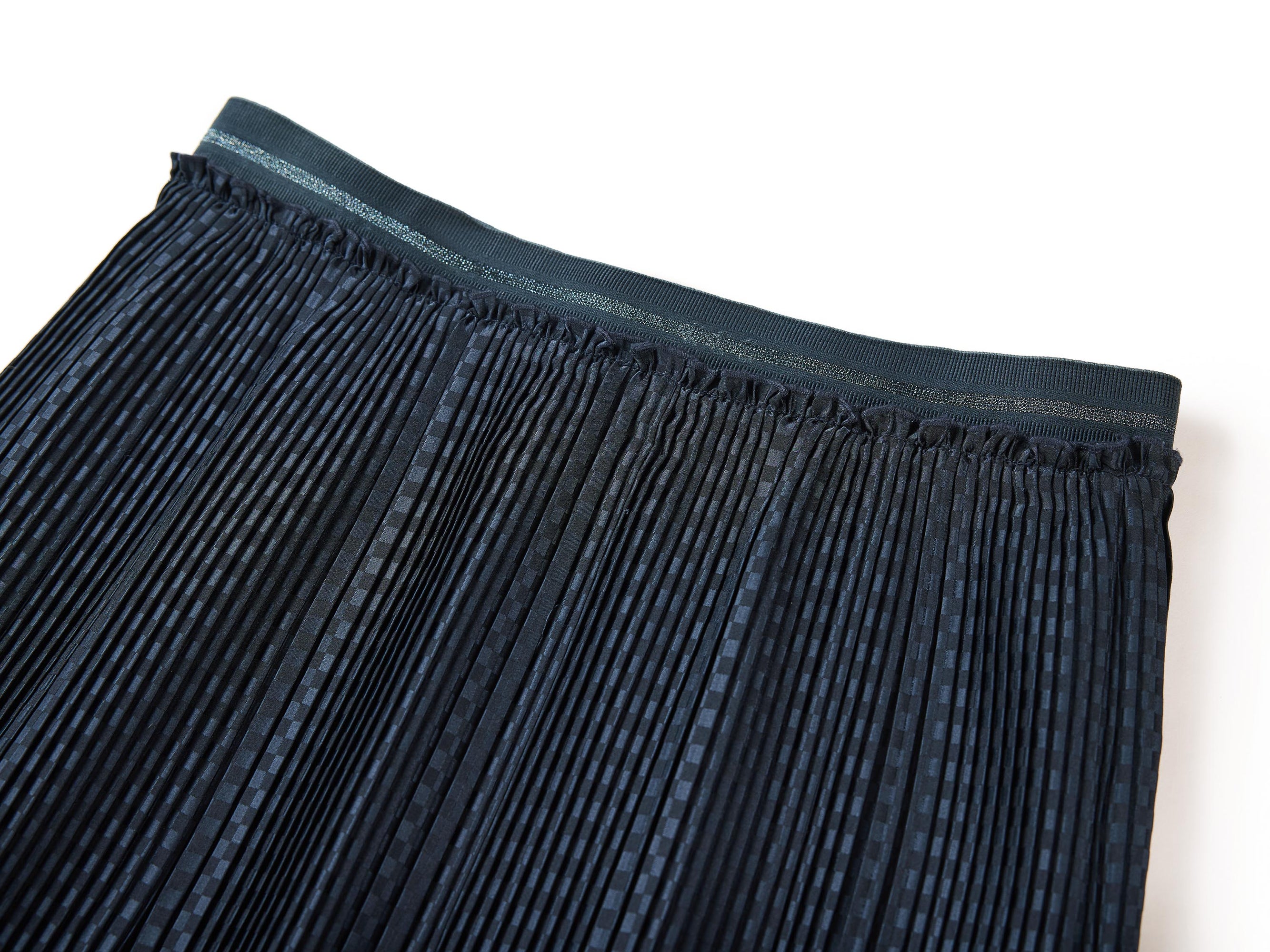 Textured Pleated Midi Skirt | Navy