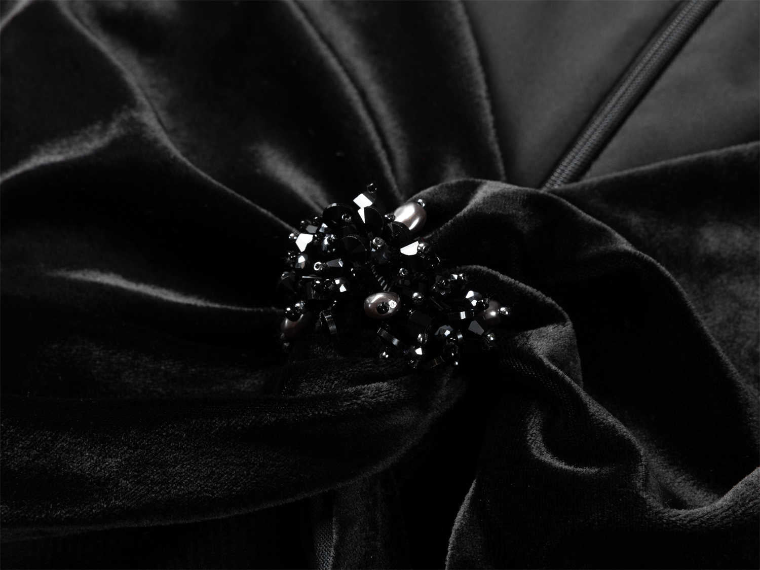 Triacetate Velvet Midi Dress | Black