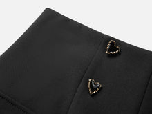 High-waisted Love Button Shorts | Black