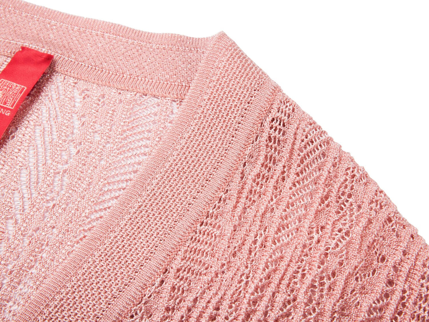 V-neck Jacquard Knit Cardigan | Pink