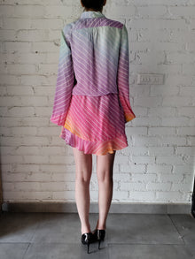 V-Neck Viscose Short Dress | Multi