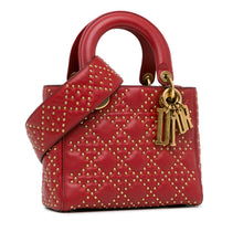 Dior | Pre-Owned Small Lambskin Cannage Studded Supple Lady | Red