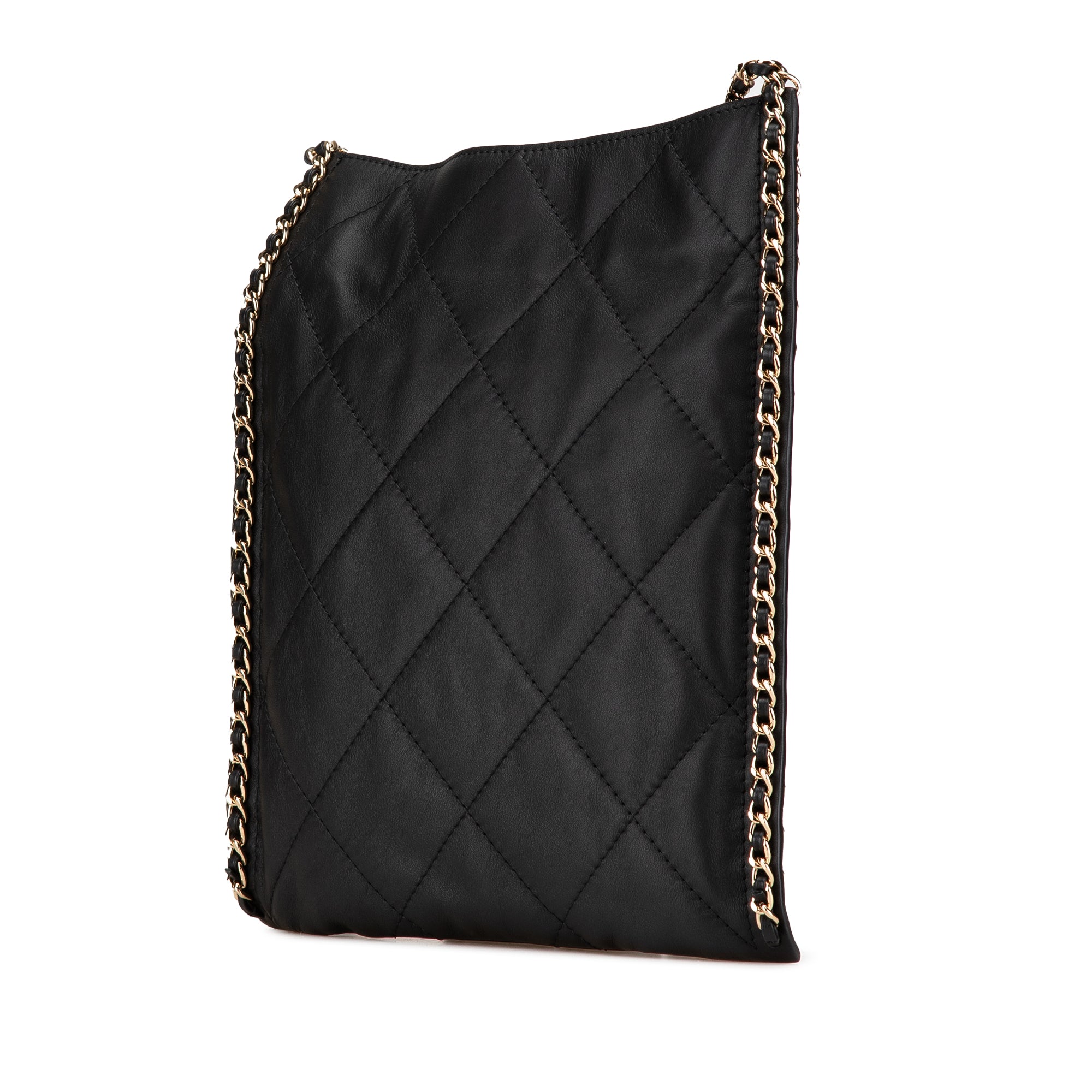Chanel | Pre-Owned Quilted Calfskin Chain Flat Shoulder Bag | Black