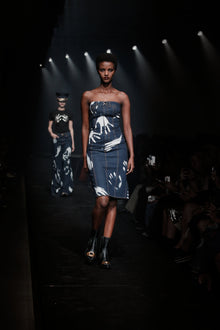 Handprint Strapless Midi Dress | Dark Blue