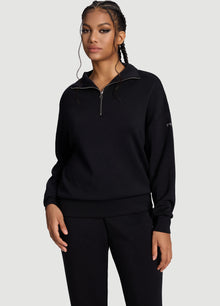 Half-Zip Long Sleeve Sweatshirt | Black