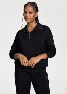 Half-Zip Long Sleeve Sweatshirt | Black