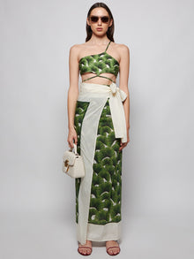 Agua by Agua Bendita | Azucena Asymmetrical Leaf Print Bikini Top