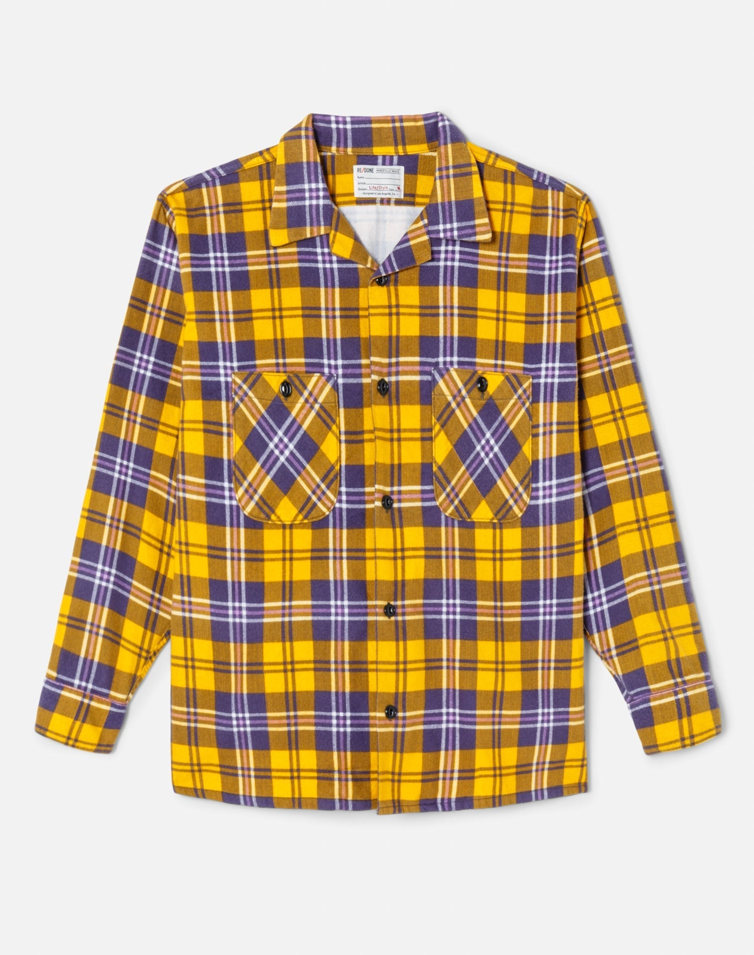 Mens | 50s Straight Bottom Shirt | Yellow/Purple