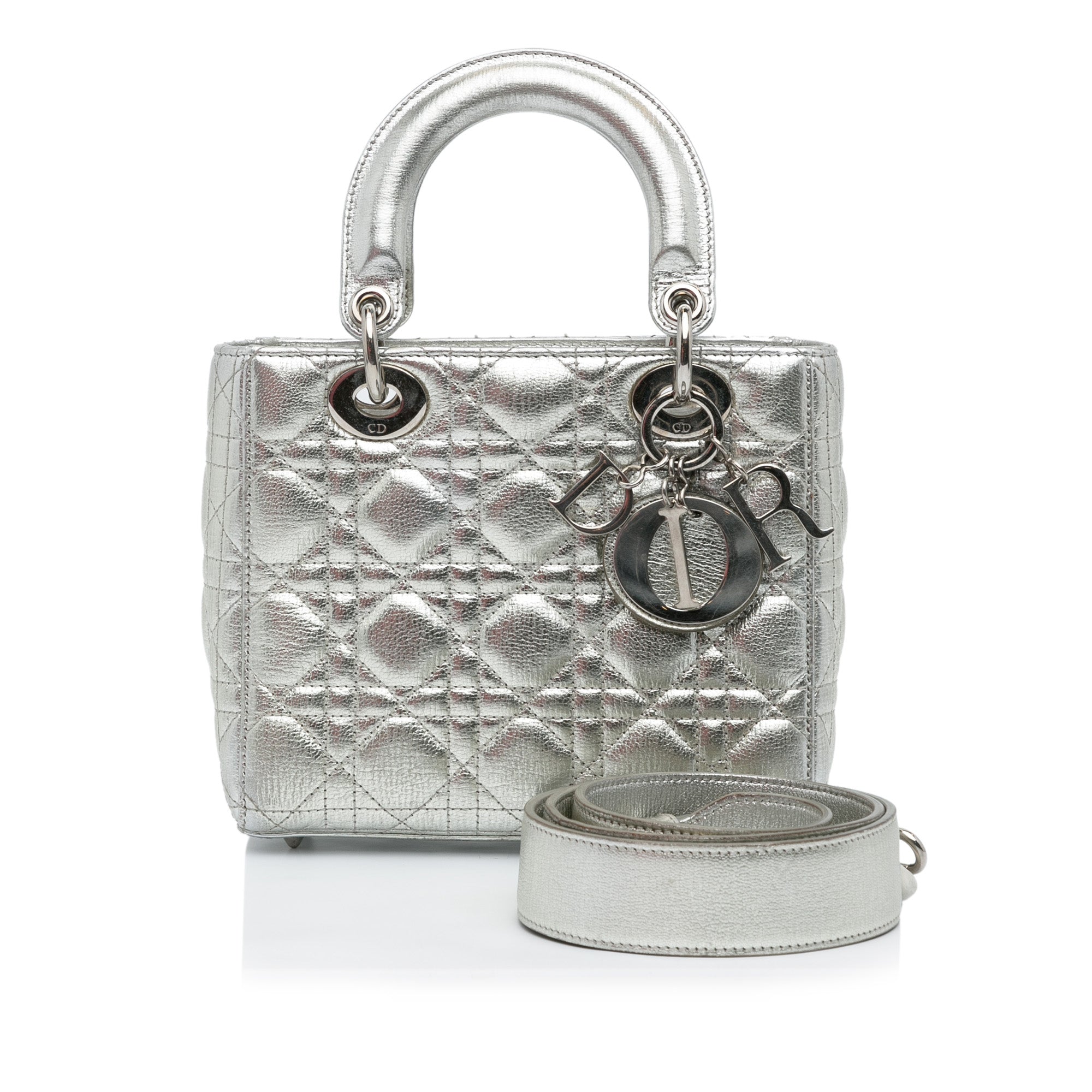 Dior | Pre-Owned Small Metallic Grained Calfskin Cannage My ABCLady - I | Silver