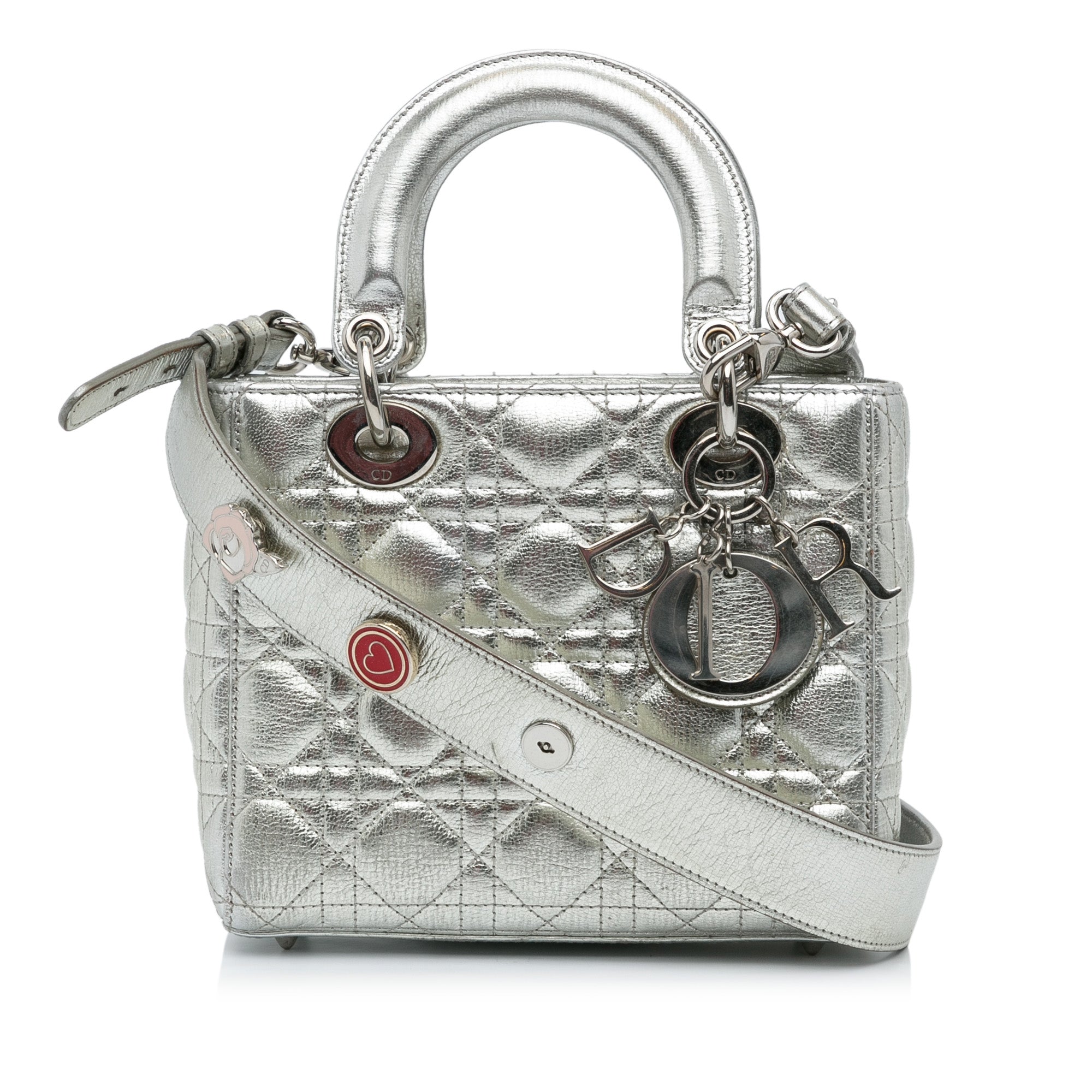 Dior | Pre-Owned Small Metallic Grained Calfskin Cannage My ABCLady - I | Silver