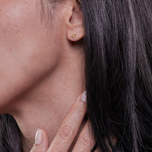 Womens | 0.03 CT Round Cut Lab Grown Accent Diamond | Fashion Stud Earrings - II | 14K Yellow Gold Plated Silver | G-SI