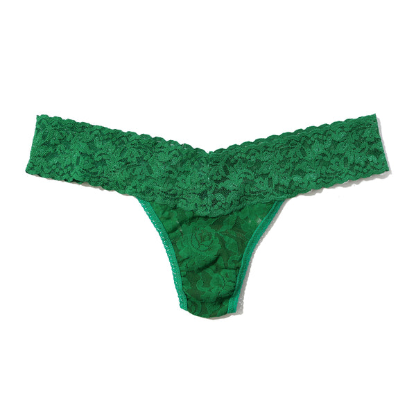 Petite Signature Lace Low Rise Thong | Mistletoe Green
