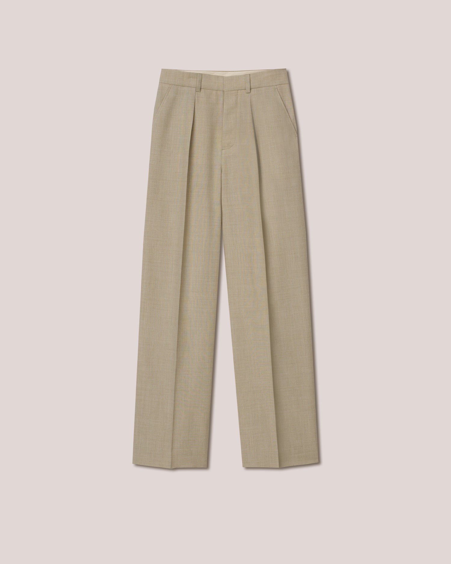 Cian Summer Suiting Straight-Leg Pants | Sand Melange