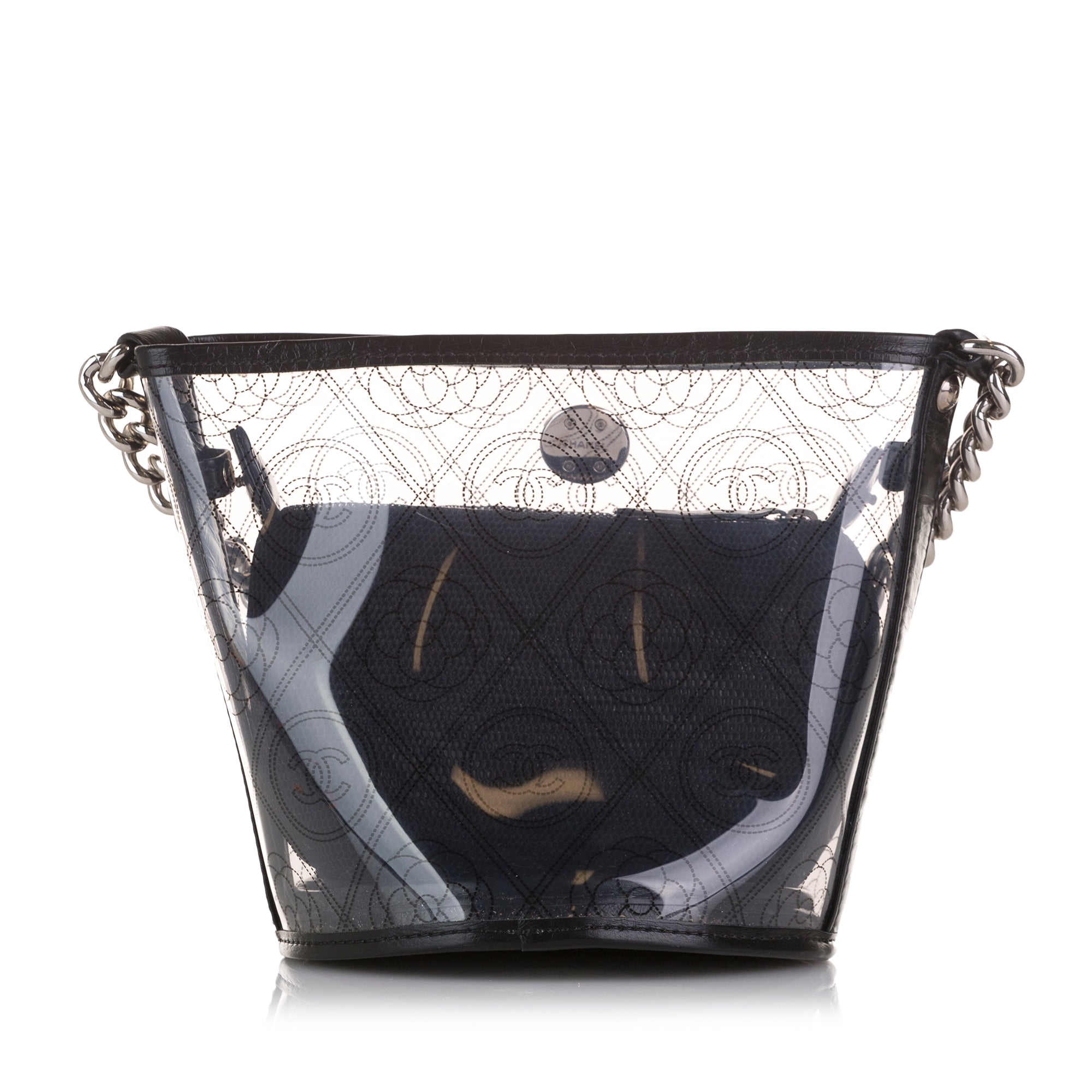 Chanel | Pre-Owned Crumpled Calfskin PVC Camellia Bucket - I | Black