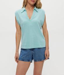 Faye Power Shoulder Polo | Serene