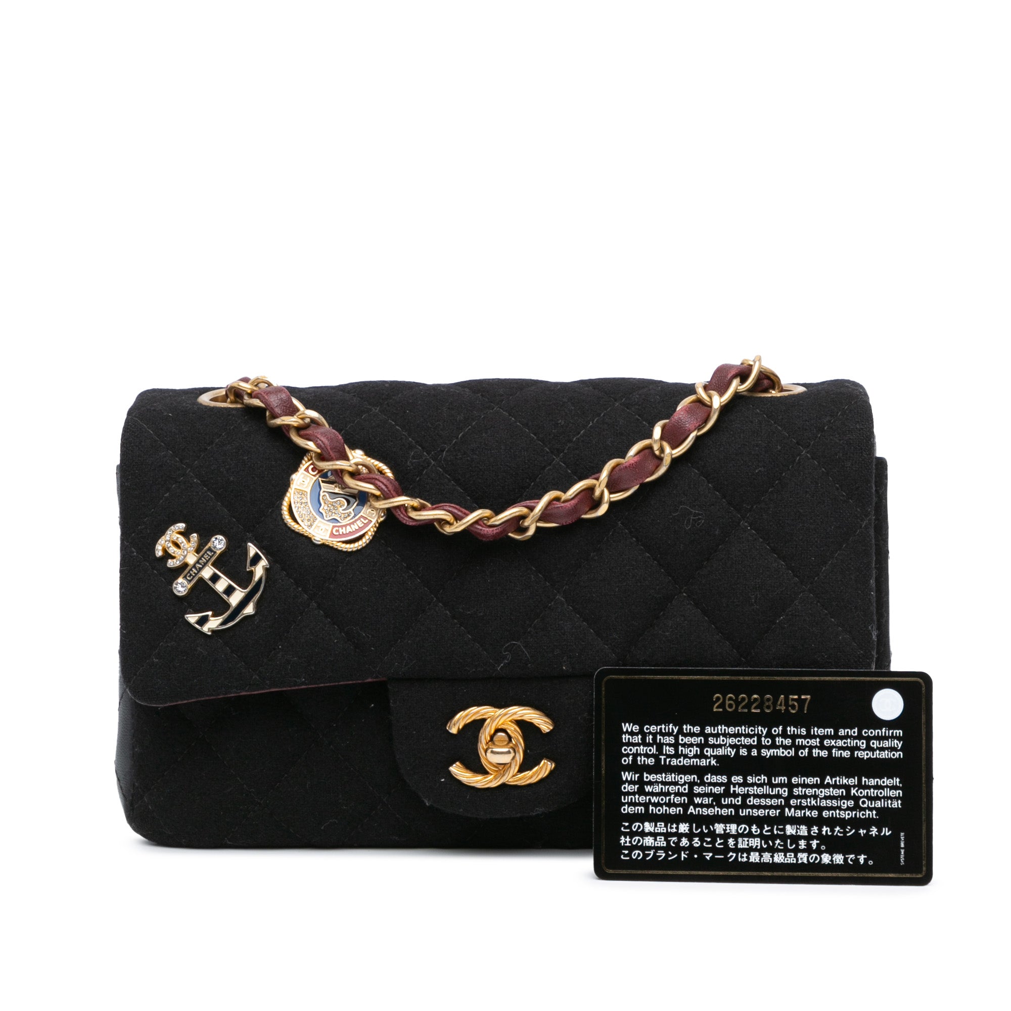 Chanel | Pre-Owned Paris Hamburg Mini Rectangular Classic Wool Coco Sailor Charms Double Flap | Black