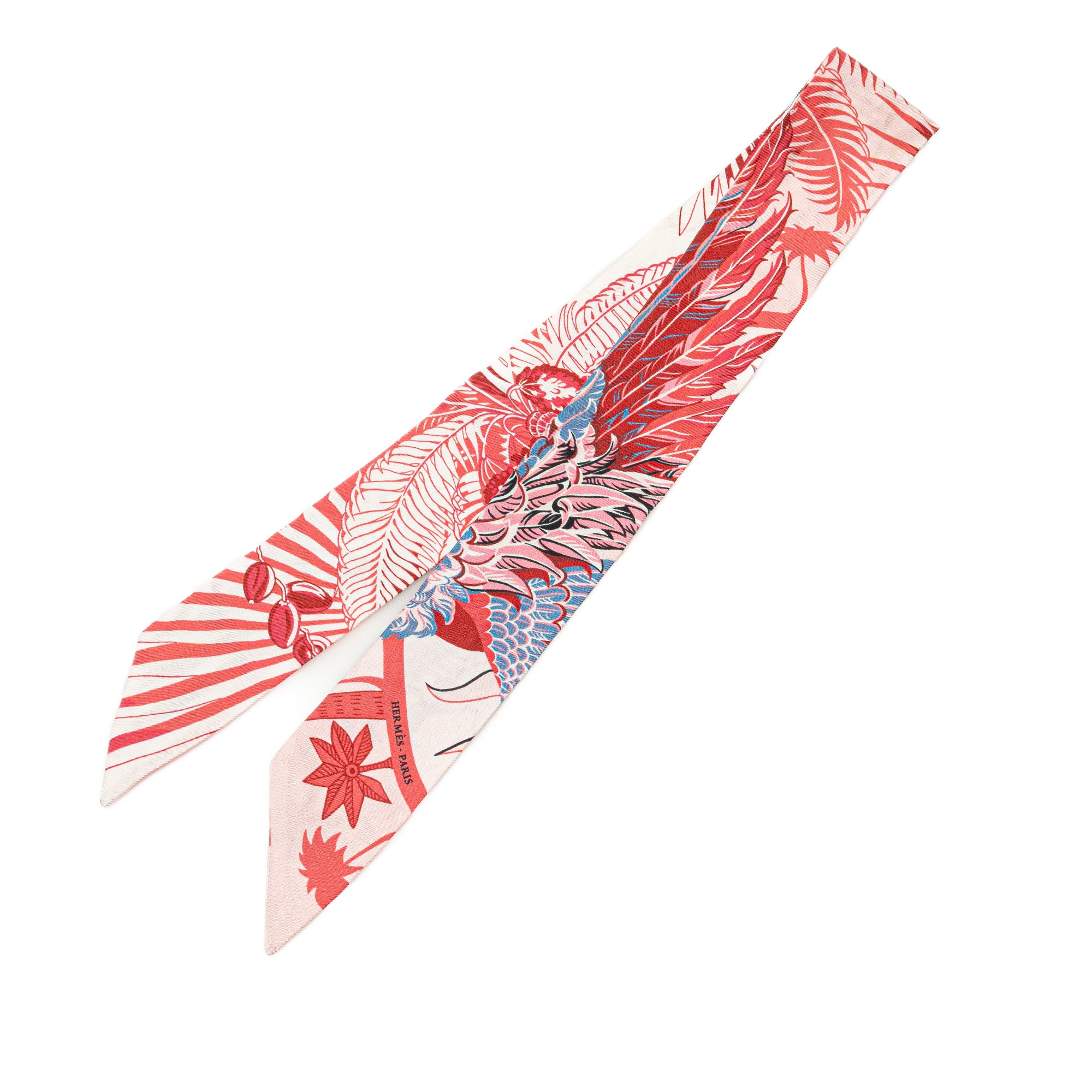 Hermes | Pre-Owned Mythiques Phoenix Coloriages Silk Twilly Scarf | Pink